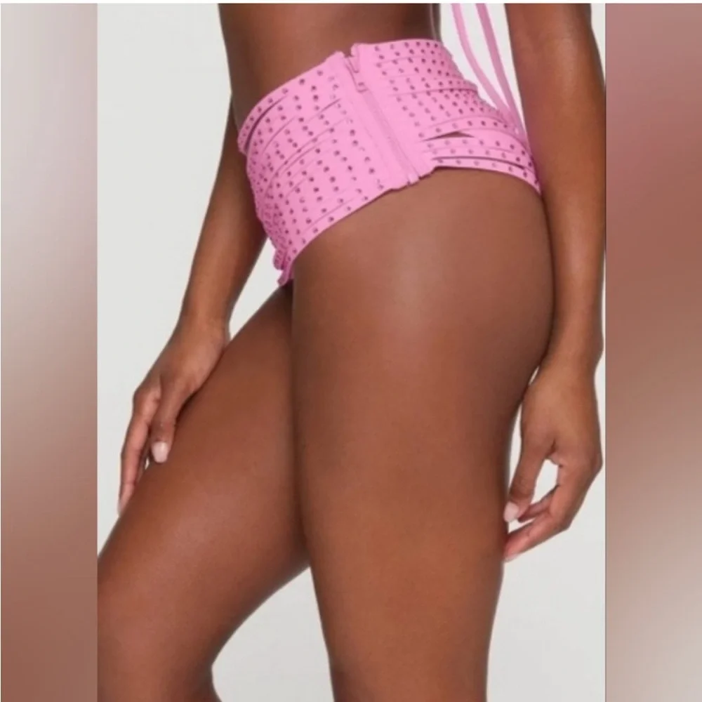 NWT SKIMS Size XS Pink Rhinestone Swim Strappy‎ Skirt